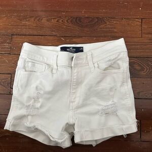 Hollister White Jean Shorts Distressed High-Waisted